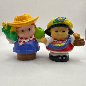 Vintage Fisher Price Little People Farmer Jed and Farmer Sonya Lee Workers